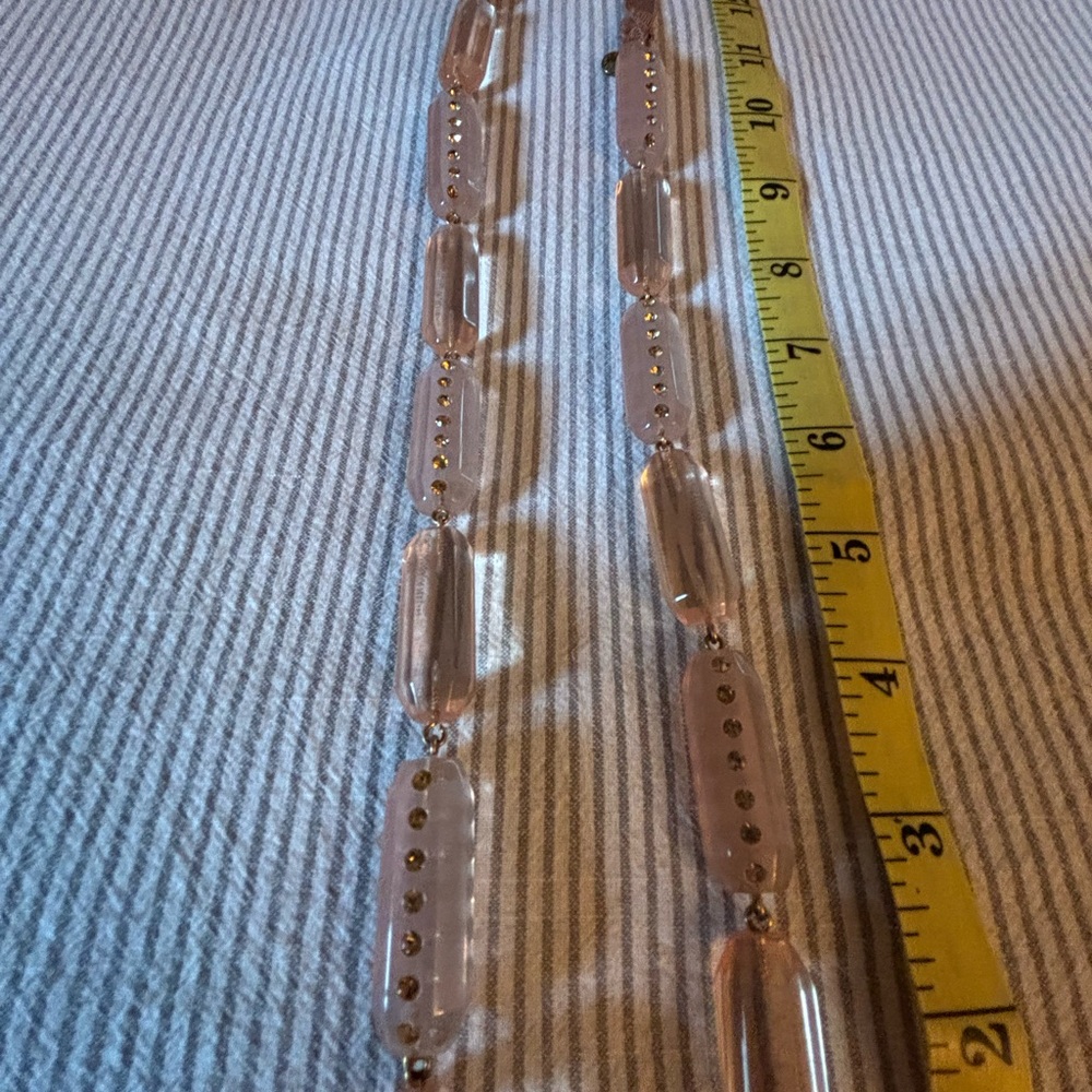 J. Crew,Clear pink hued with Brown tie ribbon Necklace. - Picture 5 of 6